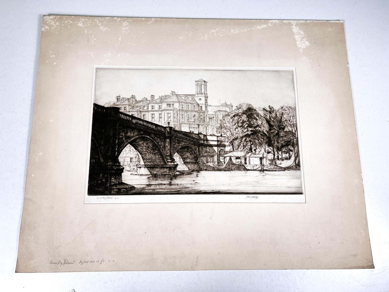 J FRANCIS SMITH - etching Tewkesbury 23x28cm and 5 other British school etchings - Image 3 of 7