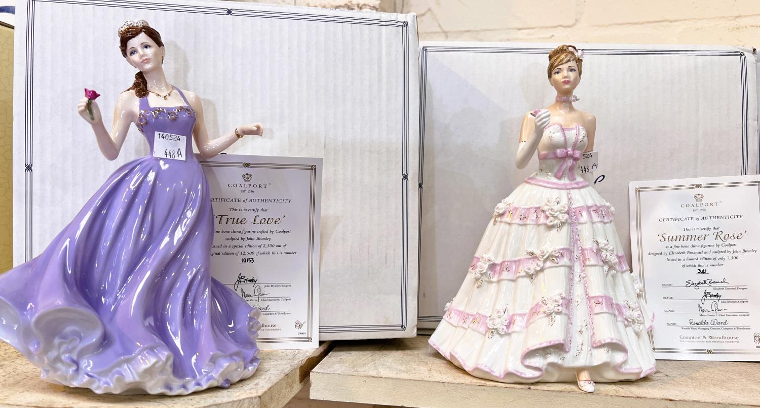 Coalport: Four limited edition boxed figurines 'Summer Rose' 341/7500, 'Perfect Rose' 3320/9500 and - Image 2 of 3