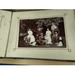 A MOST INTERESTING COUNTRY ESTATE photograph album to include images of skeletons, bicycle riders, a