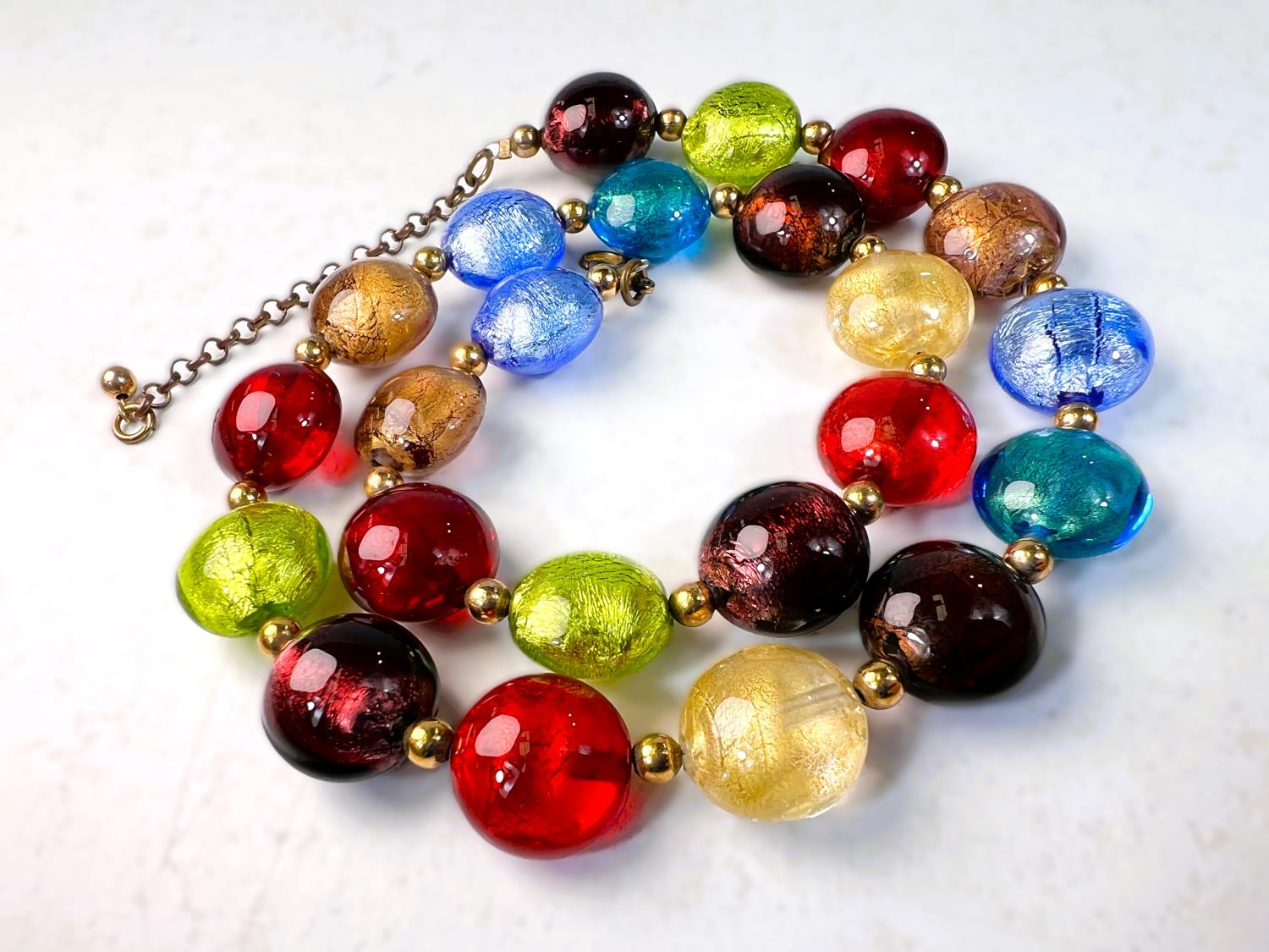 A MURANO, tutti frutti bead necklace, a lapis lazuli and river pearl double strand necklace , a - Image 2 of 4