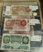 GB Banknotes with 10/- (7) includes scarce O'Brien "A" replacement note £1 (16) and Isle of Man £5