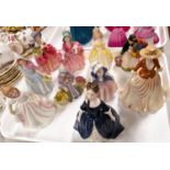 A selection of 10 small Royal Doulton figures:- Cissie HN1809, Bo Peep HN1811, Penny HN2424, Old