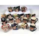 18 small Royal Doulton character jugs