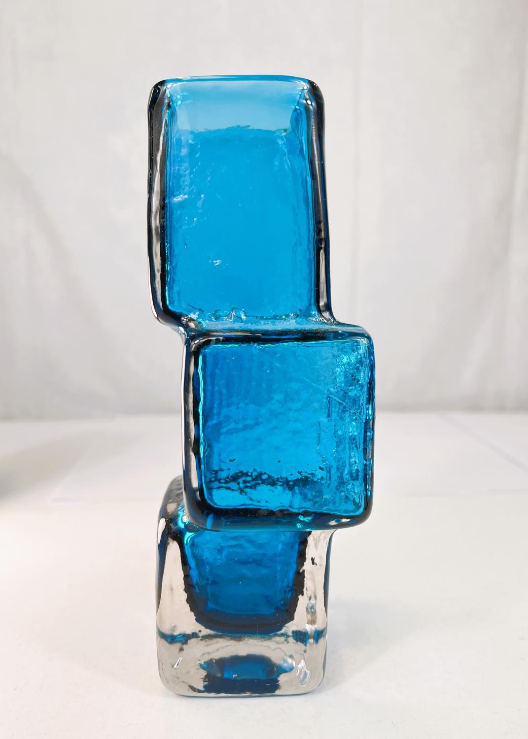 Whitefriars designed by Geoffrey Baxter 'Drunken Bricklayer' Kingfisher blue glass vase, Model 9672, - Image 2 of 4