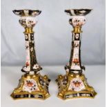 A pair of Royal Crown Derby candlesticks (1 a.f.)