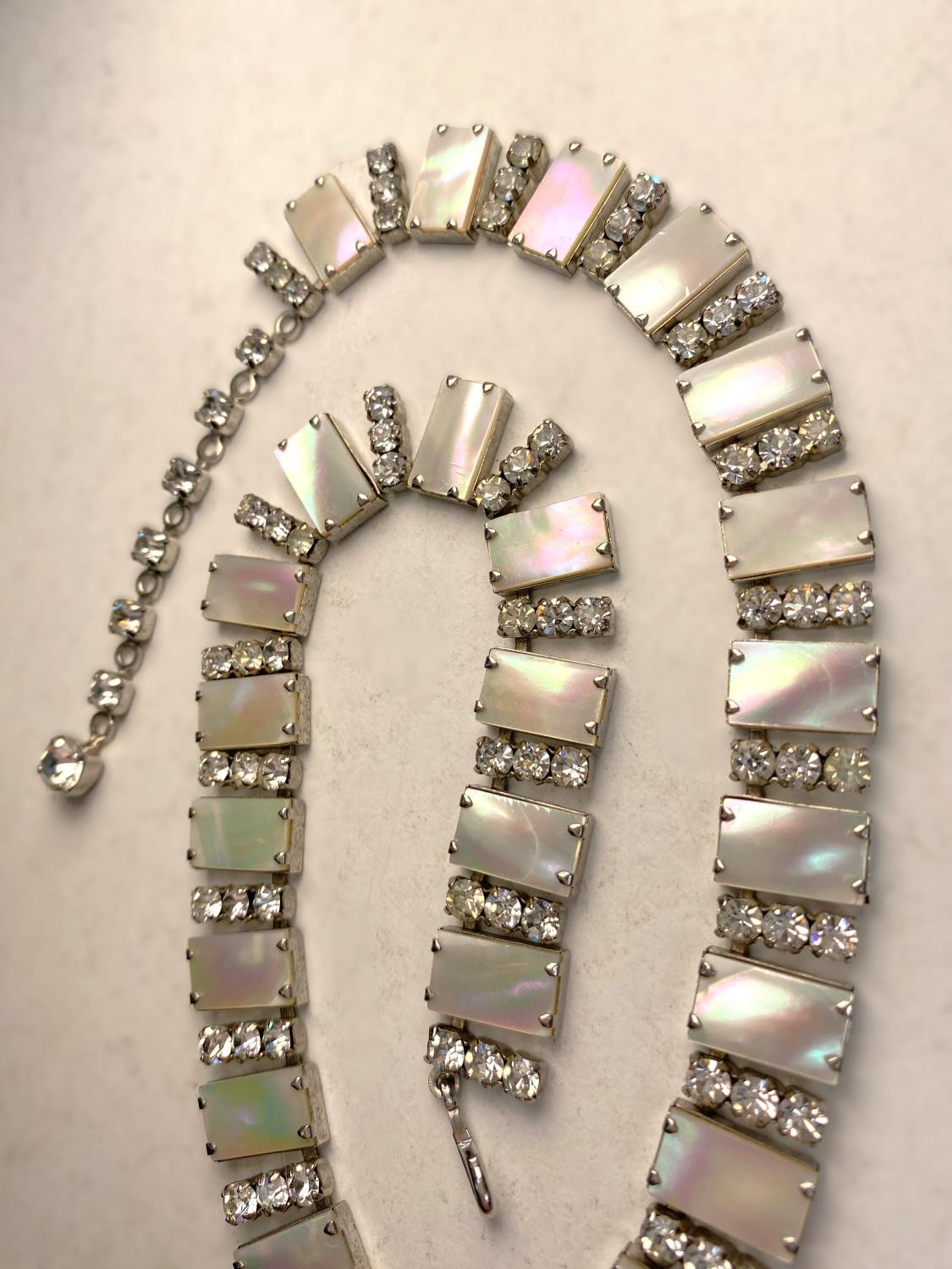 A mid 20th century cocktail necklace formed from rectangular pieces of mother of pearl, each - Image 3 of 4