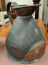 A large 19th century 4 gallon conical large beer jug (with repairs)