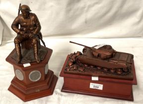 Two Danbury Mint commemorative sculptures: WWI Centenary and "Proven in Battle" tank