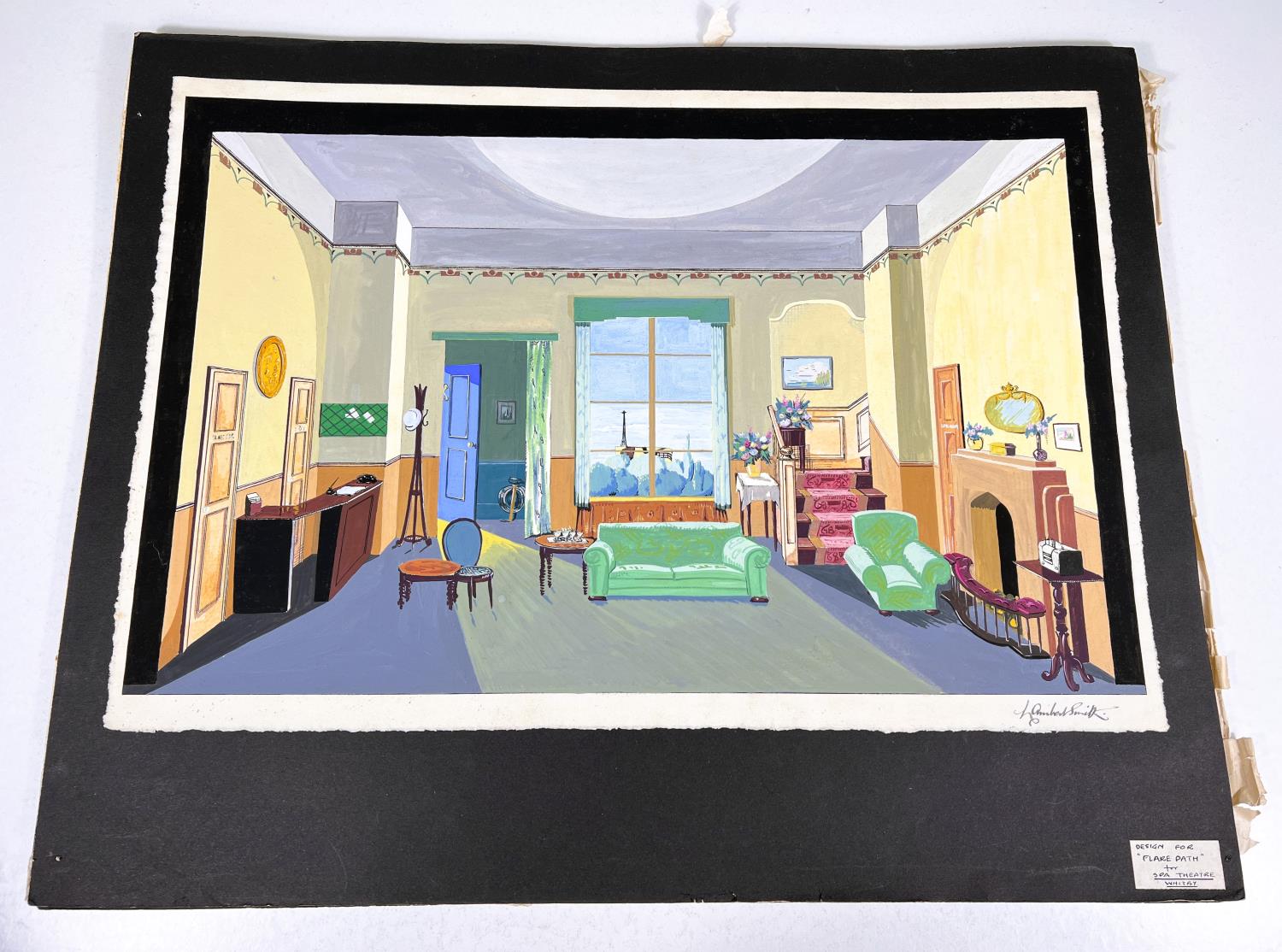 LAMBERT SMITH (British 20th century) - gouache on paper , theatre set design for flare path (Terence