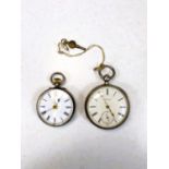 An open faced key wound hallmarked silver gent's pocket watch by H Wolfe, Manchester and a similar