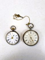 An open faced key wound hallmarked silver gent's pocket watch by H Wolfe, Manchester and a similar