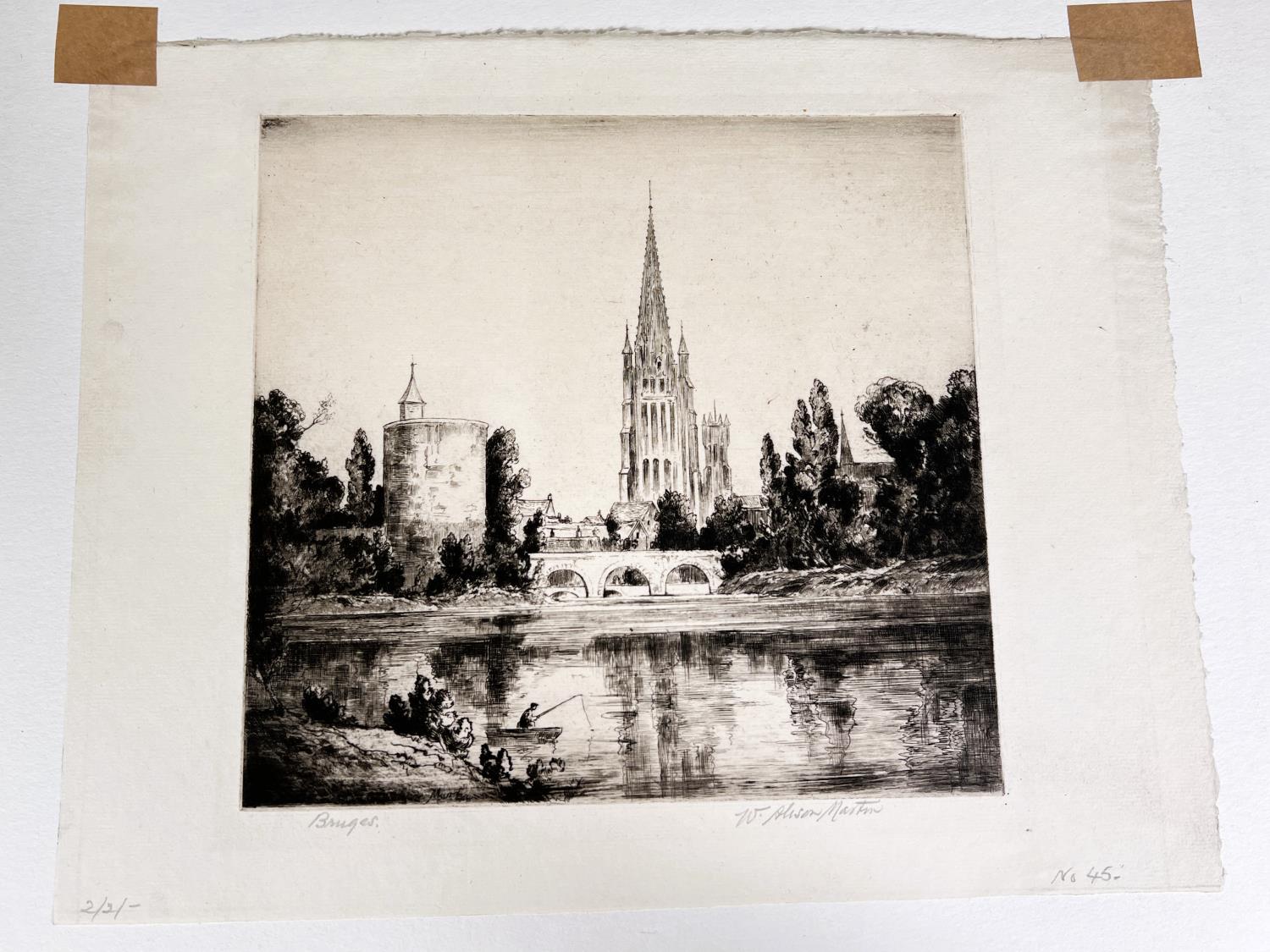 J FRANCIS SMITH - etching Tewkesbury 23x28cm and 5 other British school etchings - Image 7 of 7