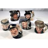 6 medium sized Royal Doulton character jugs