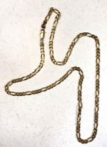 A yellow metal flattened curb link chain stamped 375 Italy, length 60cm, 21.6gm