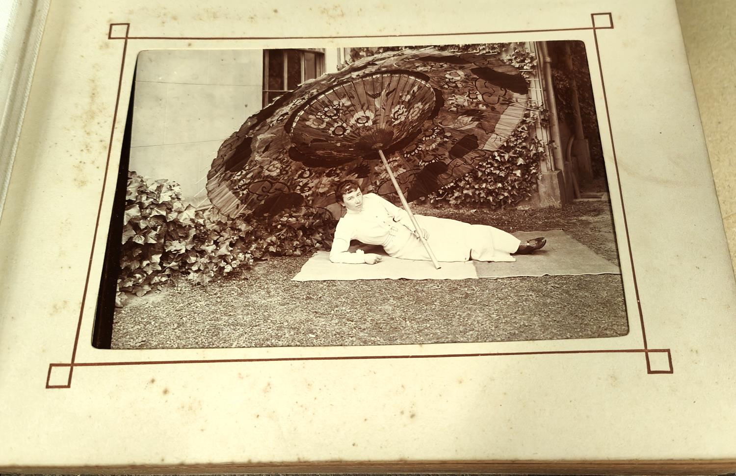 A MOST INTERESTING COUNTRY ESTATE photograph album to include images of skeletons, bicycle riders, a - Image 2 of 9