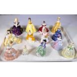 Thirteen ceramic miniatures including Royal Doulton Affection, Top of the Hill, Royal Worcester