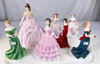 Royal Worcester: seven ceramic figuers, 'Magical Encounter' Special Edition 4418/950, Birthstone