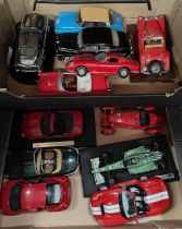 A collection of large 1/18 scale metal vehicles, Maisto, Burago etc