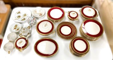 An Adams red and gilt part dinner service and a hand decorated and signed Japanese service
