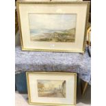 A 19th century coastal landscape, watercolour, unsigned, 32 x 52cm framed and glazed and 4 other