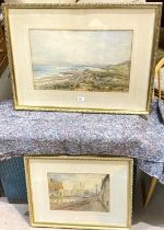 A 19th century coastal landscape, watercolour, unsigned, 32 x 52cm framed and glazed and 4 other