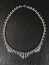 A 1930's diamante necklace with tiered drops