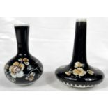 An unusual Famille Noire Dutch 'Black Scratch' Royal Delft tear bottle and another similar, hts