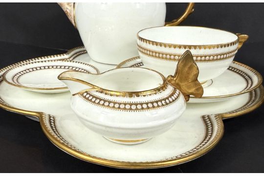 A Wedgwood gilt bordered "Tea for One" 5 piece tea set; an early 19th century coffee cup with - Image 3 of 10