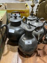 Five items of 19th century pewter and electro-plated Britannia metal