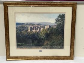 PAUL ANTHONY HOPKINS. BRITISH CONTEMPORARY. Ludlow Castle and Brown Clee from Whitcliffe. Signed.