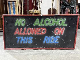 A mid 20th century metal framed fairground sign. 37" x 74" wide