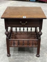 A late Victorian mahogany two tier centre table with drawer. 24" wide