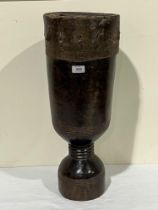 An African carved hardwood drum 24½" high