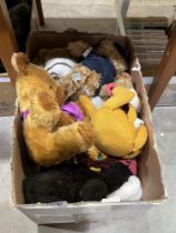 Two boxes of soft toys