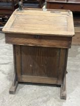 A pitch pine school desk, 24" wide.