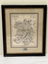 A framed map of Shropshire, published by Chapman and Hall. 10½" x 8".