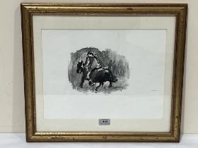 ENGLISH SCHOOL. 20th CENTURY. Horse and rider. Pen, ink and wash 11" x 15". No provenance with