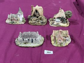 Five Lilliput Lane buildings, Gardener's Cottage; Hebridean Hame; Lapworth Lock; Summer Haze and