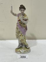 A 19th Century Berlin figure of a lady with book and scroll. 6¾" high.