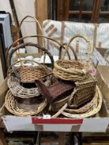 A collection of wicker baskets.