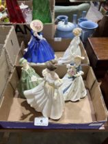 Five Royal Doulton or Royal Worcester figures, the lot to include Grandmother's Dress 3081