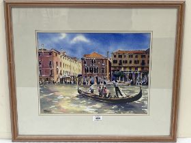 VALERIE ALEXANDER R.B.S.A. BRITISH CONTEMPORARY Il Traghetto, Venice. Signed. Inscribed verso.