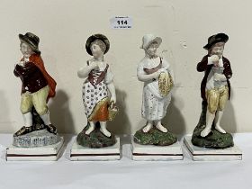 Four Staffordshire pearlware figures, emblematic of the four seasons, 'Summer' as a young girl