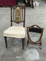A Victorian rosewood bobbin turned and needlepoint upholstered side chair and a mahogany dressing