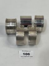 Five silver napkin rings. 3 ozs 15 dwts