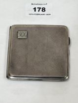 A George V silver engine turned cigarette case. Birmingham 1932. 3ozs 10dwts