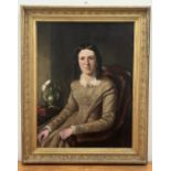 ENGLISH SCHOOL. 19TH CENTURY A portrait of a young lady. Oil on lined canvas 36" x 28"