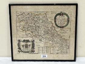 A 17th Century map of the County of Northampton With Its Hundreds by Richard Blome. 13" x 14½"