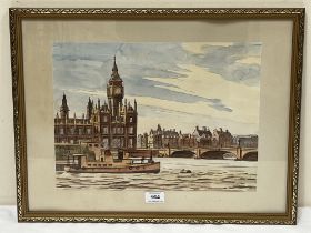 R.C. LUCAS. BRITISH 20TH CENTURY Three views on the Thames. Signed and dated '73 or '74. Watercolour