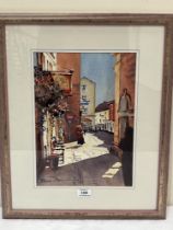 VALERIE ALEXANDER R.B.S.A; BRITISH CONTEMPORARY Beside the Church Inn, Ludlow. Signed. Inscribed